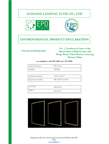 LandVac VIG EPD Certificate